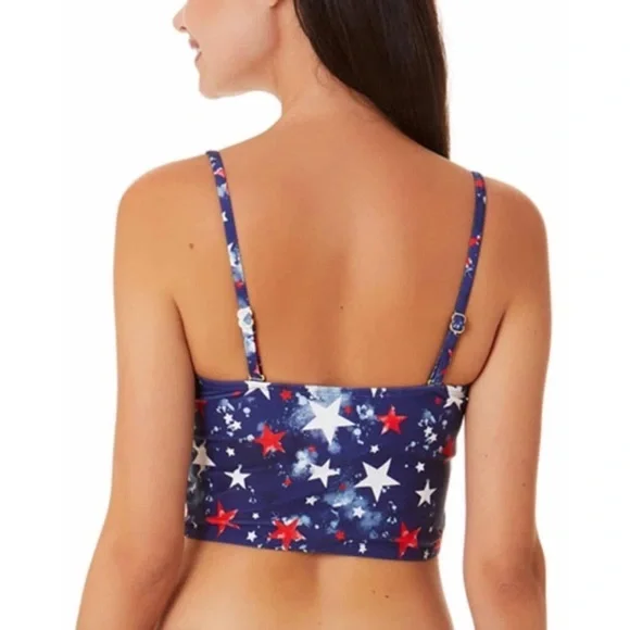 California Waves Women's Splatter Star Long Line Bandeau Top NWT - Picture 5 of 5